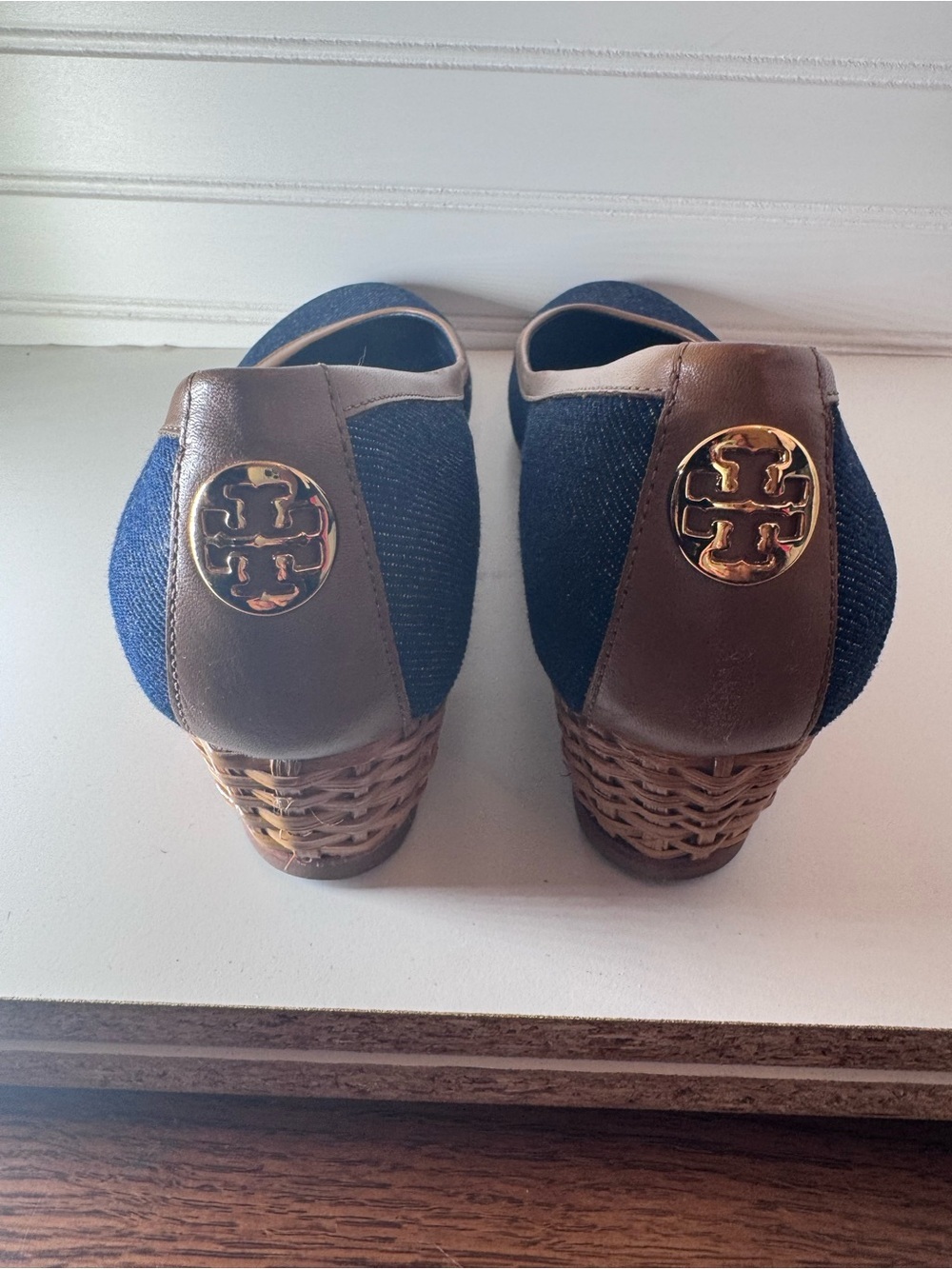 Tory Burch Denim Wedge Pumps - size 10 - Picture 4 of 7